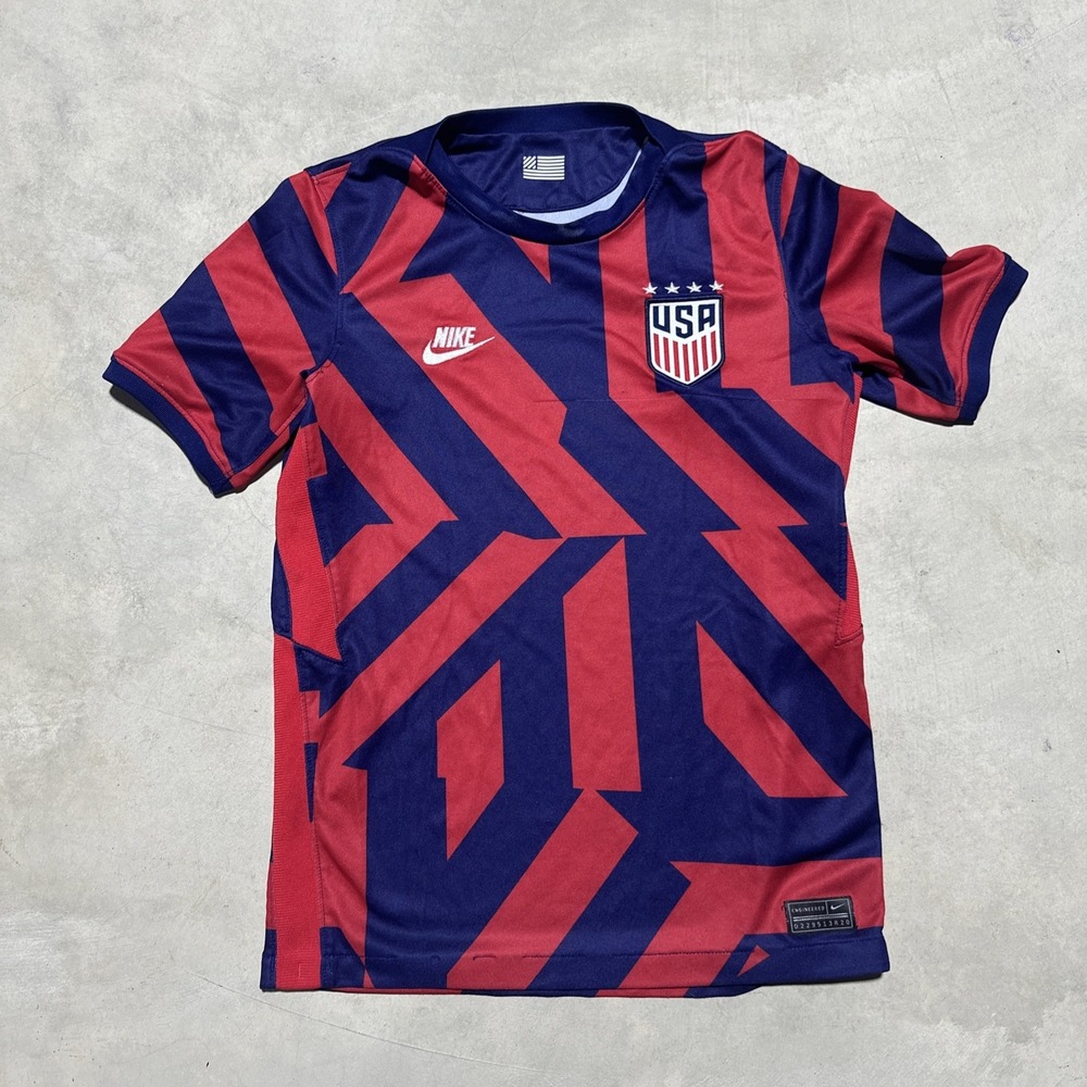 Kids Nike USA Soccer Red Blue Short Sleeve Shirt Youth Dri Fit Size Medium